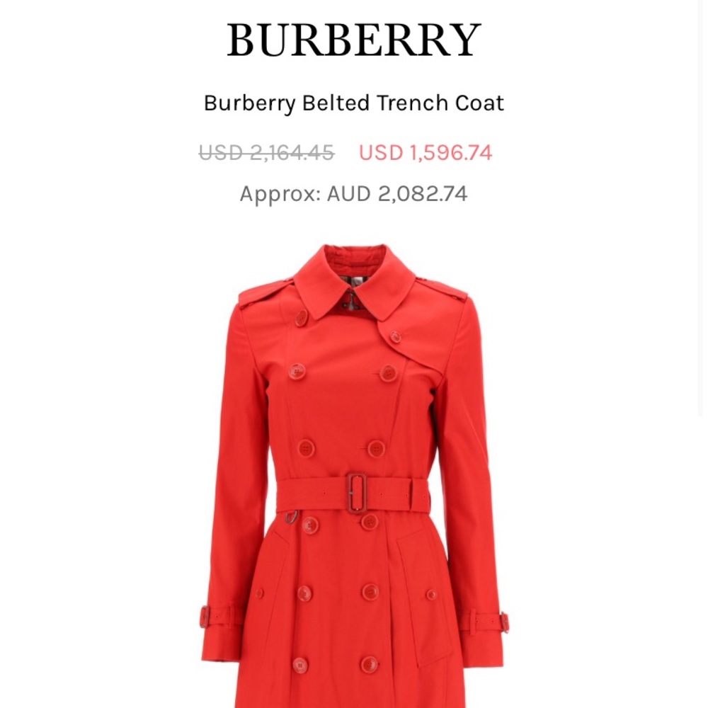 NWT Burberry red trench coat